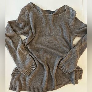 Vince Women’s Gray Long Sleeve Knit Pullover Sweater, Wide Neckline, Size Small